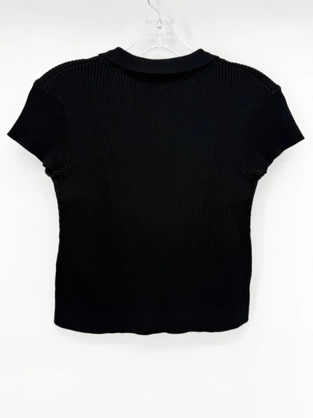 Manning Cartell Black Cropped Ribbed Polo Top S - Picture 3 of 6